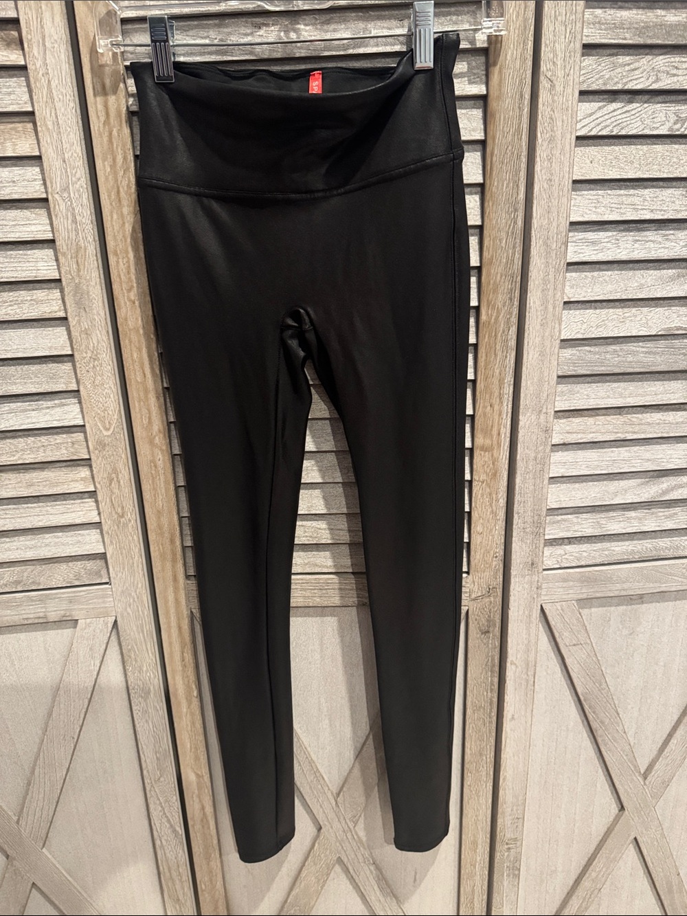 Spanx Women’s Black High-Waist Faux Leather Leggings size small